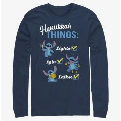 Best deal 🎁 Disney Lilo & Stitch Hanukkah List Long-Sleeve T-Shirt 🎁