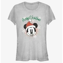 Budget 🥰 Disney Mickey Mouse Snowflakes Santa Mickey 👧 Girls T-Shirt ✨