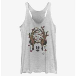 Promo ⭐ Disney Mickey Mouse 🔔 Christmas Light Antlers 👧 Girls Tank 😀