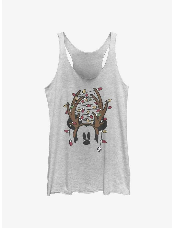 Promo ⭐ Disney Mickey Mouse 🔔 Christmas Light Antlers 👧 Girls Tank 😀