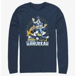 Budget 🧨 Disney Mickey Mouse Happy Hanukkah Friends Long-Sleeve T-Shirt 🎉