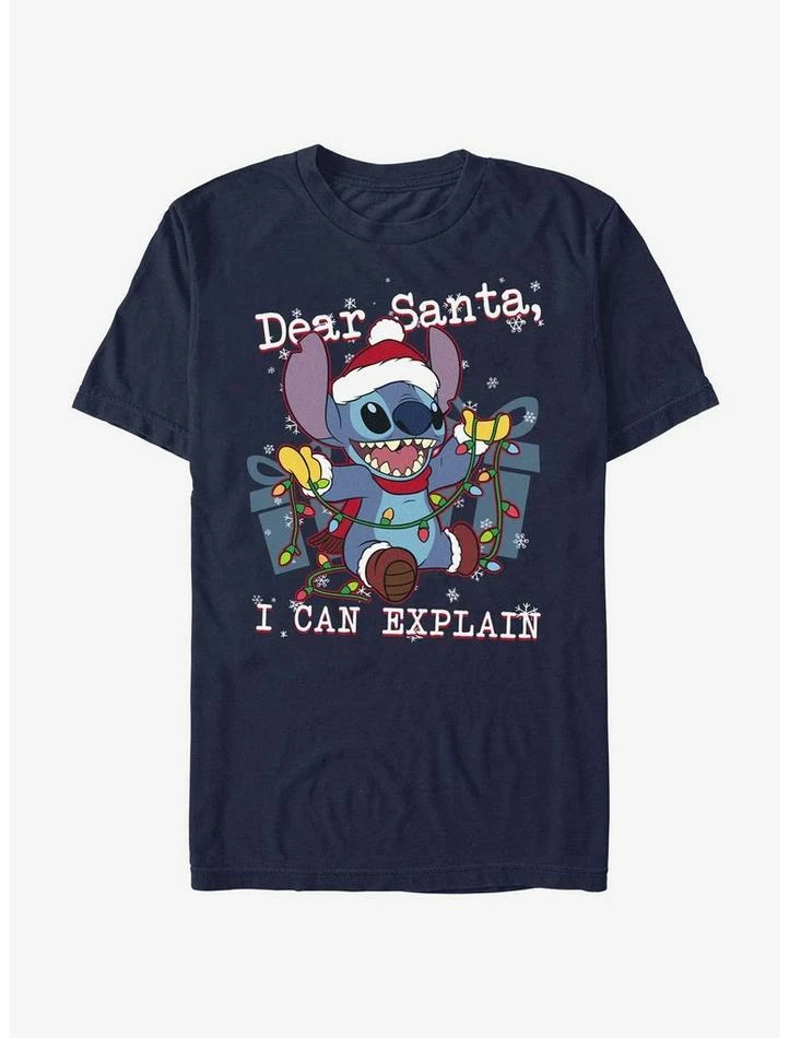 Deals ✔️ Disney Lilo & Stitch Dear Santa, I Can Explain Extra Soft T-Shirt ⭐