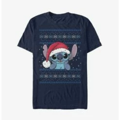 Cheapest 😍 Disney Lilo & Stitch Santa Hat Ugly 🎄 Christmas Extra Soft T-Shirt 😍