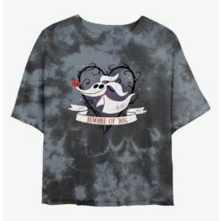 Hot Sale 🤩 Disney The Nightmare Before ❄ Christmas Beware of 🦮 Dog Zero Tie-Dye 👧 Girls Crop T-Shirt 🛒