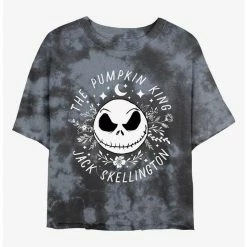 Best reviews of 💯 Disney The Nightmare Before 🎄 Christmas Jack Skellington Pumpkin King Face Tie-Dye 👧 Girls Crop T-Shirt 🥰