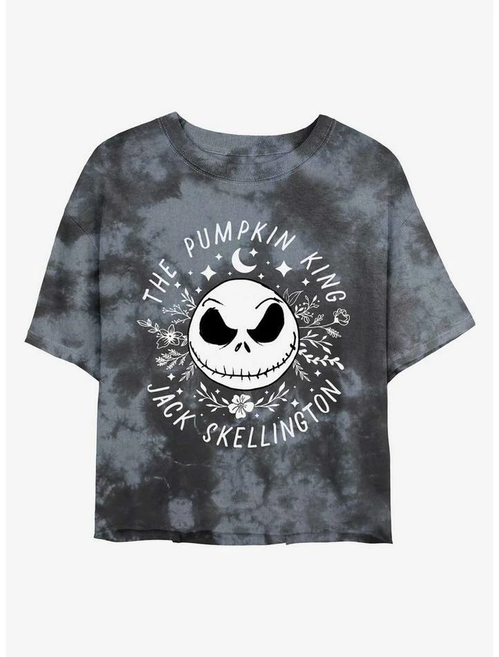 Best reviews of 💯 Disney The Nightmare Before 🎄 Christmas Jack Skellington Pumpkin King Face Tie-Dye 👧 Girls Crop T-Shirt 🥰