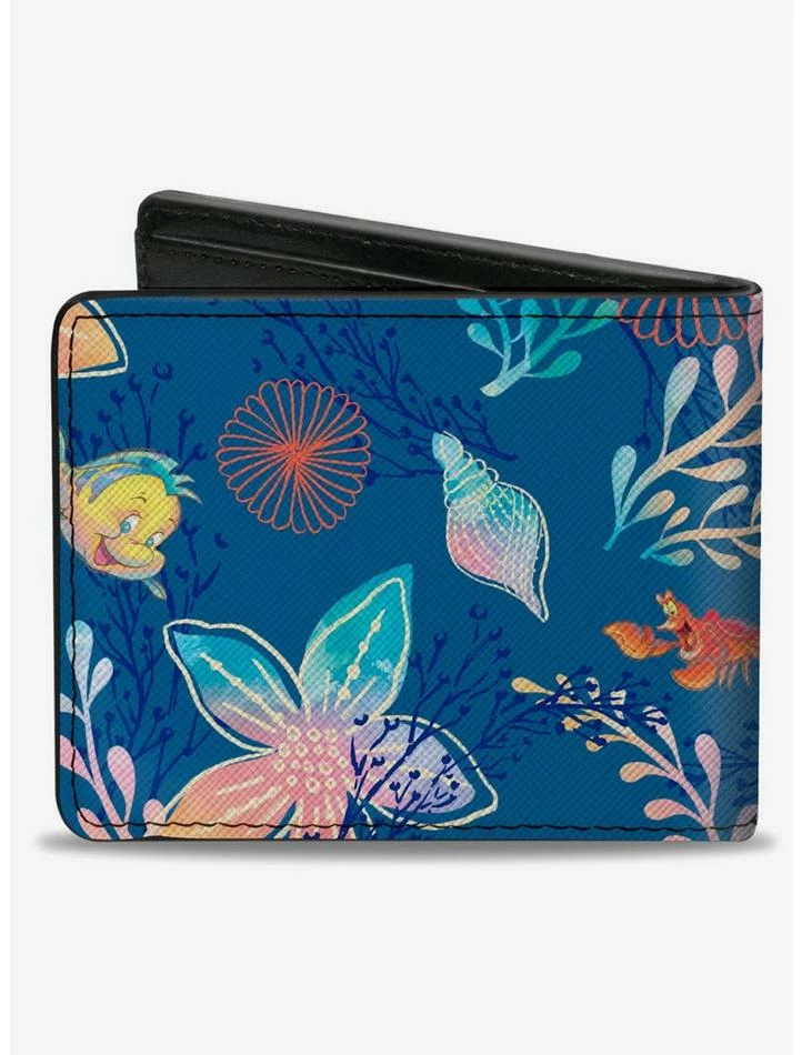 Cheapest ✔️ Disney The Little Mermaid Flounder And Sebastian Under The Sea Blues Bifold Wallet 🎁 - Image 2