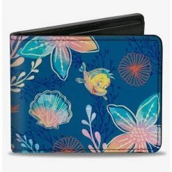 Cheapest โ๏ธ Disney The Little Mermaid Flounder And Sebastian Under The Sea Blues Bifold Wallet ๐