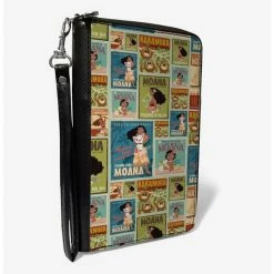 Flash Sale 🥰 Disney Moana Character Pose Blocks Collage Zip Around Wallet ⌛