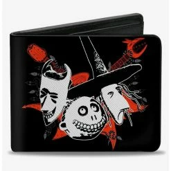 Outlet 🧨 The Nightmare Before 🎄 Christmas Lock Shock And Barrel Faces Bifold Wallet 🎁
